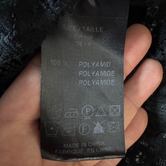 Philosophy Blues Original Women's 3/4 Sleeve Crochet Lace Sheer Top Black Size 8 - Picture 6 of 12